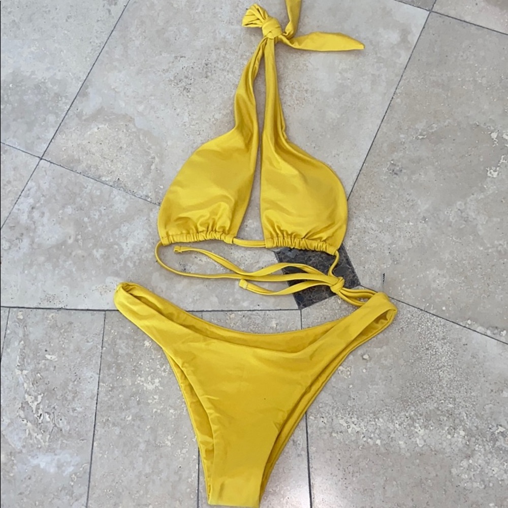 yellow halter bikini